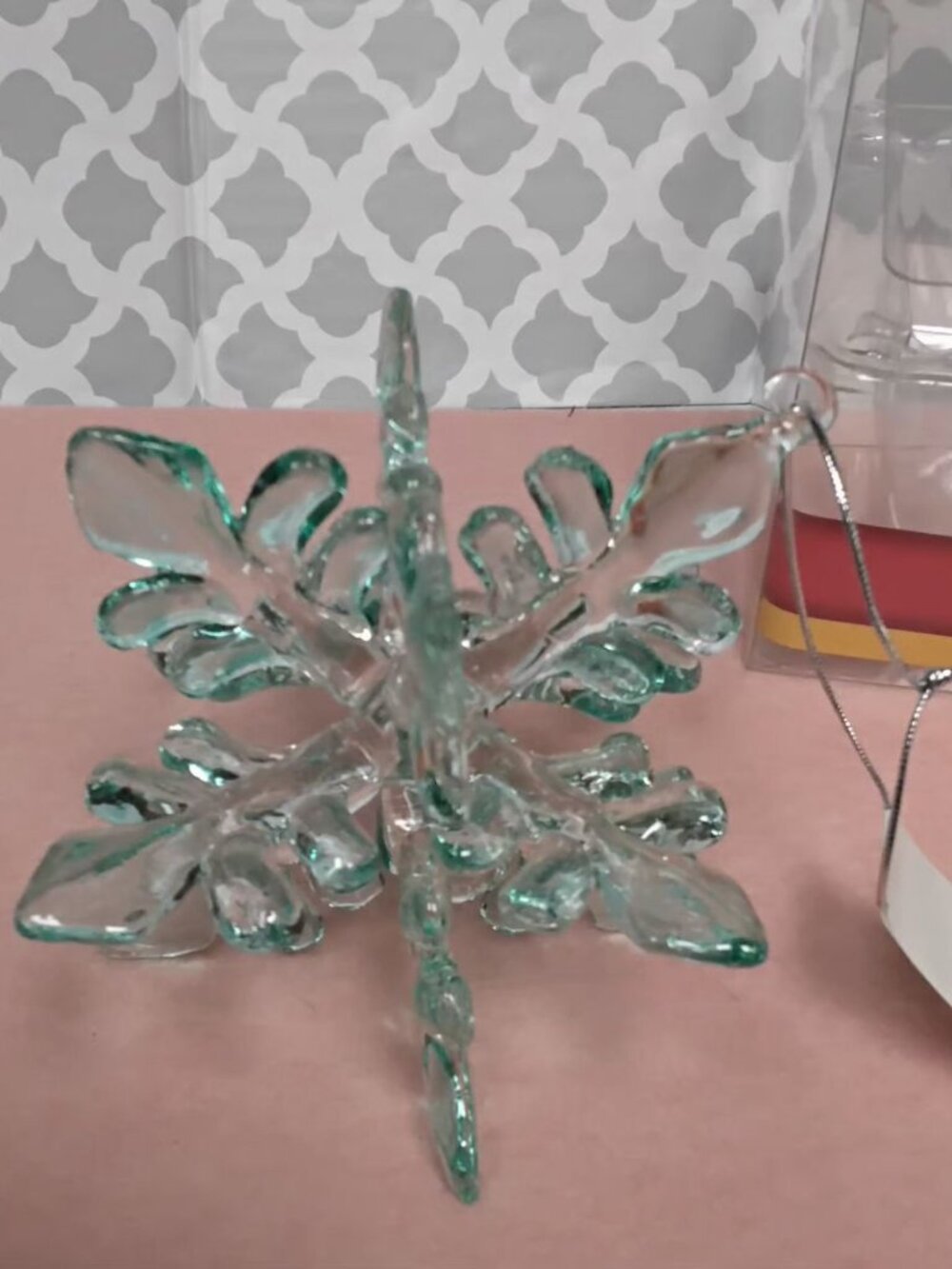 Holiday Living Light Blue Glass Snowflake Ornament